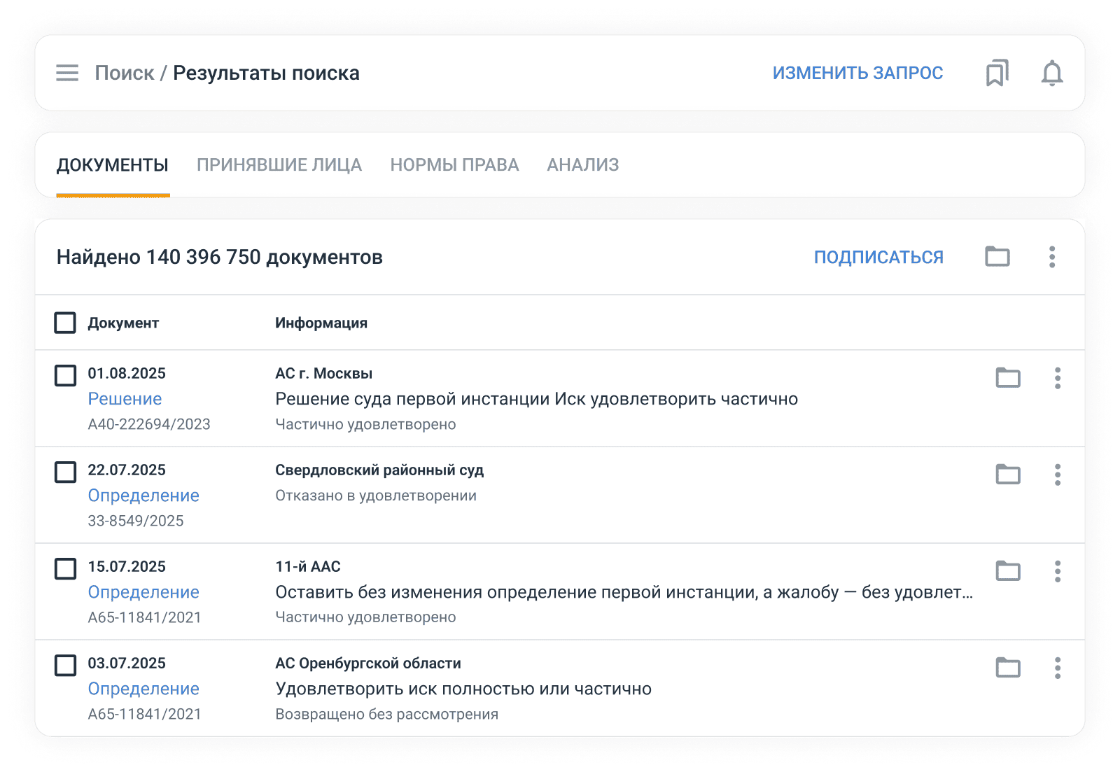 Результаты поиска в ПравоПрактика